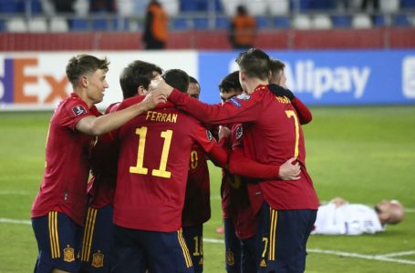 Spain earn win over Georgia with late Olmo strike