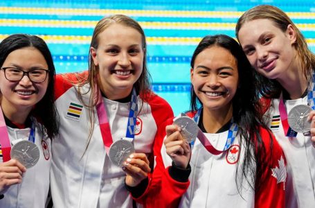 Oleksiak earns historic medal No. 7 as Canadian women win bronze in 4x100m medley relay