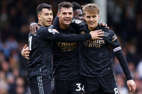 Arsenal restore five-point gap at Premier League summit with easy win over Fulham